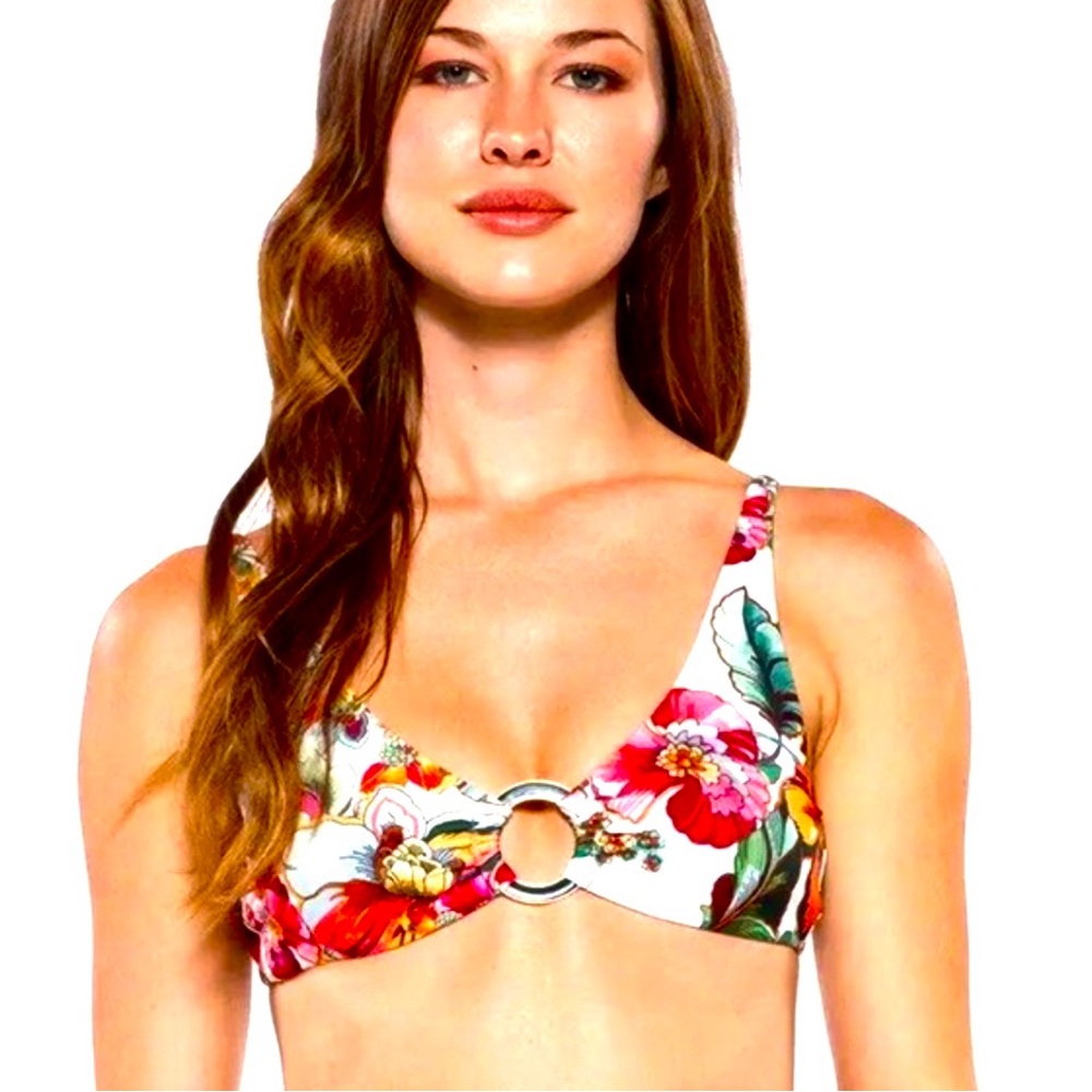 NWT Becca by Rebecca Virtue Floral Ring Swim Top Sz M & L - $74 E158